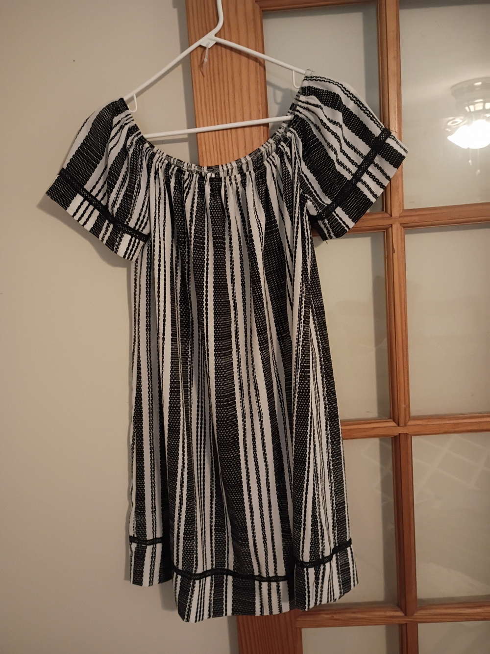 Xhilaration Black and White Striped Off-Shoulder Dress